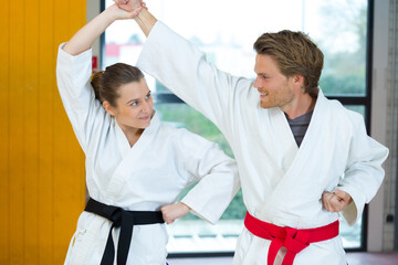 man and woman doing karate © auremar