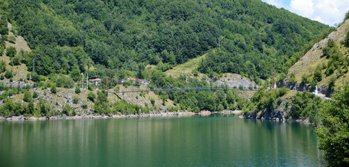 Fototapeta na wymiar Landscape From Vagli lake and apuan mountains