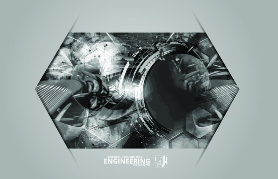 Vector poster background with 3D illustration abstract technology hi tech concept
