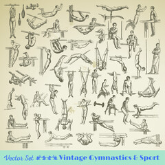 Vintage set of gymnastic sport