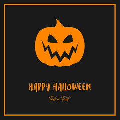 Halloween greeting card. Design with scary pumpkins and copyspace. Vector