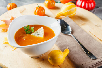 Pumpkin soup with cheese
