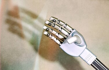 close up of a robotic hand
