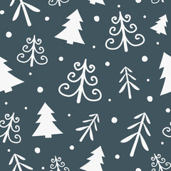 Christmas pattern with tree icons. Xmas background. Vector