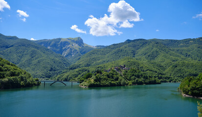 Landscape From Vagli lake and apuan mountains