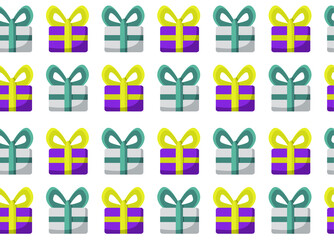 Christmas pattern. Background with gist boxes. Print for wrapping paper. Gift paper print.