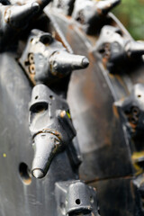 Fototapeta premium The tips of a black coal mining combine.