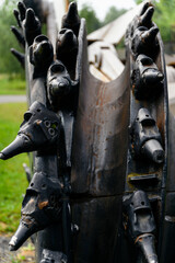 Fototapeta premium The tips of a black coal mining combine.