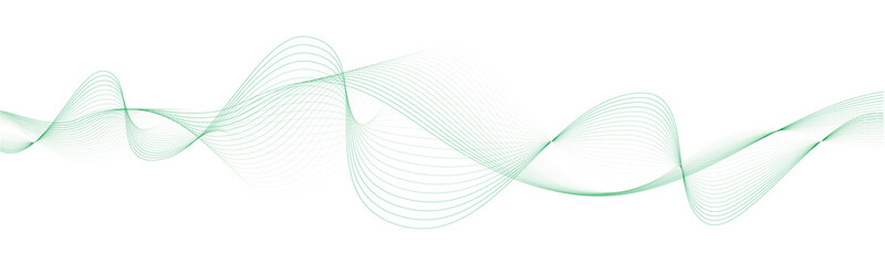 abstract vector green wave lines on white background	