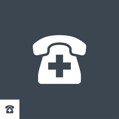 Obraz premium Emergency Phone related vector glyph icon. Isolated on black background. Vector illustration.
