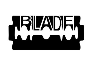 The silhouette of the blade is black, with the word blade drawn inside it. Isolated over white background. Stock vector illustration.