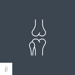 Joint Related Vector Line Icon. Isolated on Black Background. Editable Stroke.