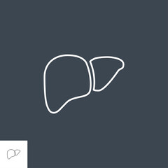 Liver Related Vector Line Icon. Isolated on Black Background. Editable Stroke.