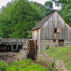Old barn and water wheel