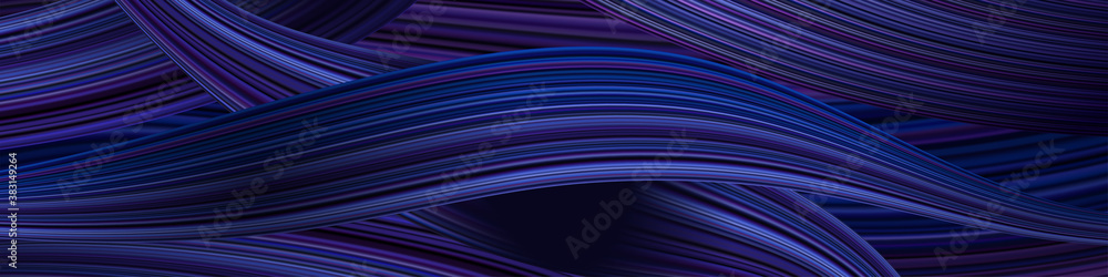Poster Abstract banner with colorful shapes. Fluid and wavy threads.
