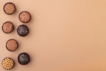 Typical brazilian brigadeiros, various flavors with room for text