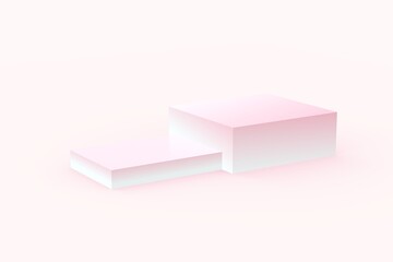 3d white pink cubes gradient colors in soft pastel minimal studio background. Abstract 3d geometric shape object illustration render. Display for summer holiday product.