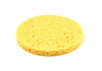Yellow sponge for washing isolated on a white background