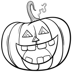 Halloween pumpkin character cartoon coloring book page