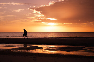 Fototapeta na wymiar Sunrise Walk on Tybee Island HDR