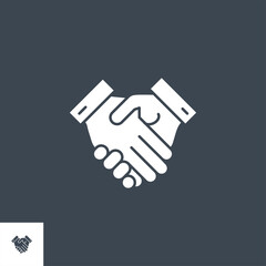 Handshake related vector glyph icon. Isolated on black background. Vector illustration.