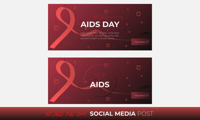 World Aids Day social media cover design template pack. Vector design template layout. Social media post, poster, banner template for World Aids Day