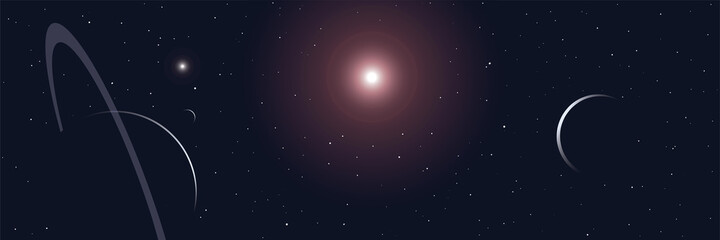 Universe Stars and Planets Scene Panoramic Banner