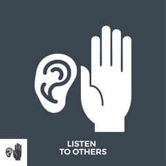 Listen to Others Glyph Vector Icon Isolated on the Black Background.