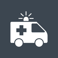 Ambulance Car related vector glyph icon. Isolated on black background. Vector illustration.