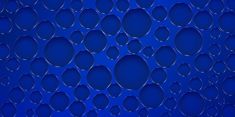 Abstract background made of big holes in different sizes with shiny edges in blue colors