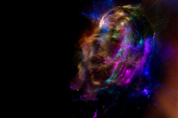 lightpainting portrait, new art direction, long exposure photo without photoshop, light drawing at long exposure	