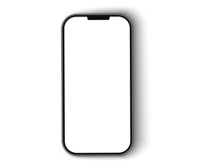 Realistic 3d phone mockup with blank screen on white background. Model of a modern communication device. Template for website interface design. Vector illustration
