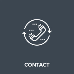 Contact Related Vector Thin Line Icon. Isolated on Black Background. Editable Stroke. Vector Illustration.