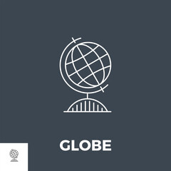 Globe Related Vector Thin Line Icon. Isolated on Black Background. Vector Illustration.