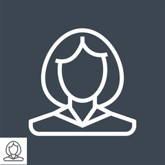 Employee Woman Thin Line Vector Icon. Flat icon isolated on the black background. Editable EPS file. Vector illustration.
