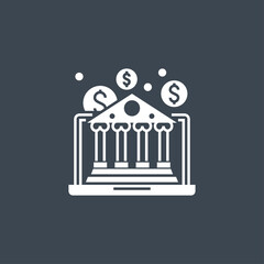 E-Banking related vector glyph icon. Isolated on black background. Vector illustration.