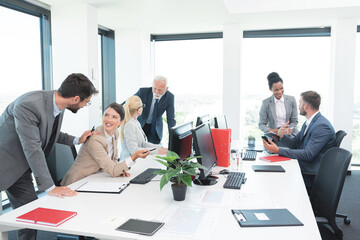 Coworkers learning at education academy