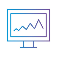 bars chart in laptop gradient style icon vector design