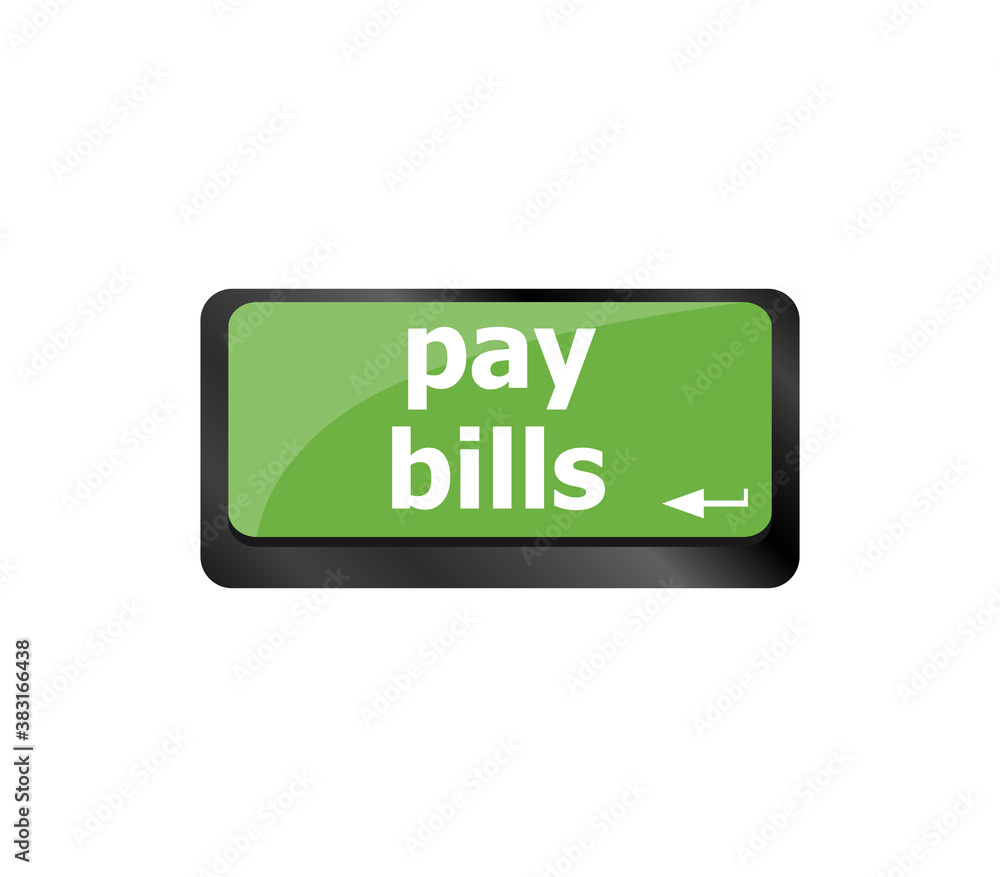 Poster pay bills button on the computer keyboard key