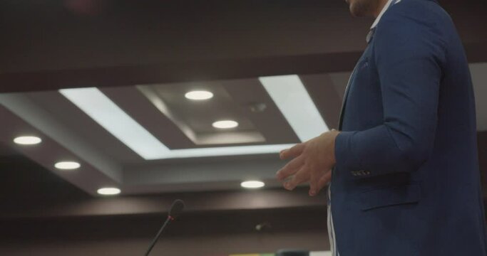 Young man practicing for a speech