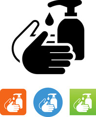 Two Hands Washing With Sanitizer Soap Bottle Icon