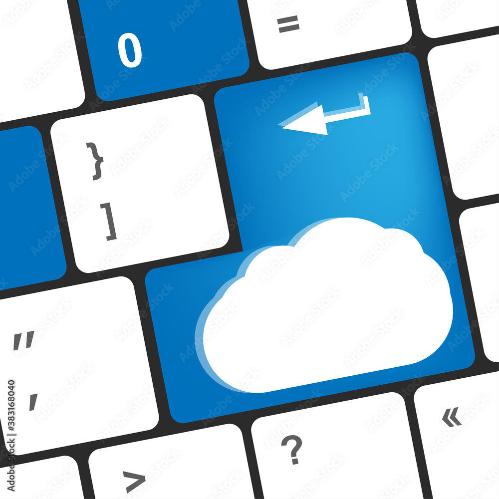 Poster keyboard with blank empty enter button with cloud