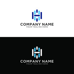 Obraz premium Premium design logo with letter H in two color variations. Beautiful Logo type for luxury corporate branding. Elegant and stylish identity template in light blue and dark blue colors.