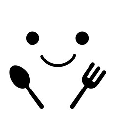 yummy face icon with fork and spoon
