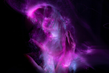 lightpainting portrait, new art direction, long exposure photo without photoshop, light drawing at long exposure	