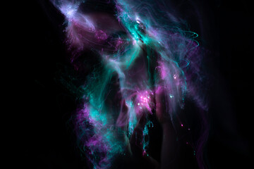 lightpainting portrait, new art direction, long exposure photo without photoshop, light drawing at long exposure	