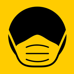 Simple Face Covering Required or No Face Mask No Entry Icon. Vector Image.