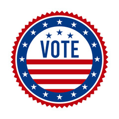 2020 Presidential Election Vote Badge - United States of America. USA Patriotic Stars and Stripes. American Democratic / Republican Support Pin, Emblem, Stamp or Button. November 3