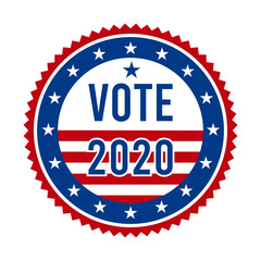 2020 Presidential Election Vote Badge - United States of America. USA Patriotic Stars and Stripes. American Democratic / Republican Support Pin, Emblem, Stamp or Button. November 3