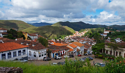 Fototapeta na wymiar Partial view of Ouro Preto, historical city in Brazil 